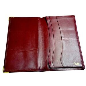 Vintage Cartier Paris burgundy leather long bi-fold Wallet Unisex